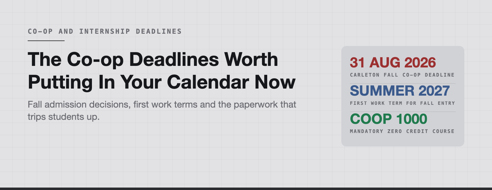 Fall Co-op and Internship Deadlines Worth Putting in Your Calendar
