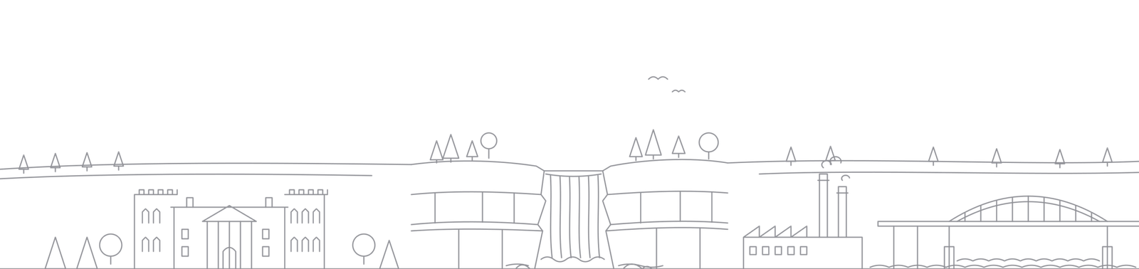Line drawing of Hamilton landmarks
