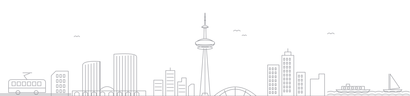 Line drawing of Toronto landmarks